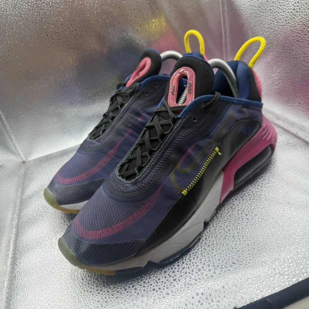 Size 8 Nike Air Max 2090 Blue Void‎ Active Fuchsia Mens Lace-Up Athletic Sneaker